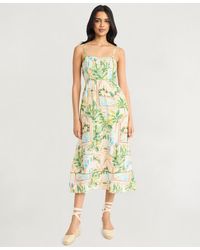 The Good Journey - Piping-trim Postcard-print Midi Dress - Lyst
