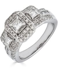 Macy's - Diamond 3-stone Princess Cut (1 Ct. T.w.) Ring In 14k White Gold - Lyst