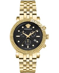 Versace - Swiss Chronograph V-chrono Gold Ion Plated Bracelet Watch 45mm - Lyst
