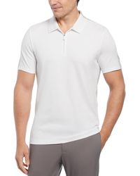Perry Ellis 1/4 Zip Heather Polo in White for Men | Lyst