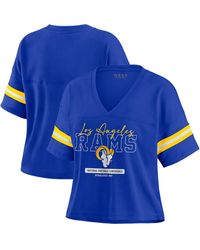 WEAR by Erin Andrews - Los Angeles Rams Color Block Boxy Modest Crop V-neck T-shirt - Lyst