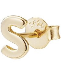 Adornia Fine - 14k Gold Vermeil .925 Sterling Silver Single Initial Stud Earring - Lyst