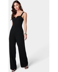 Bebe - Scuba Crepe Jumpsuit With Strap - Lyst