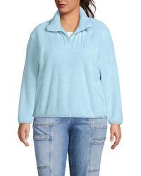 Lands' End - Plus Size Half Zip Cozy High Pile Fleece Pullover - Lyst