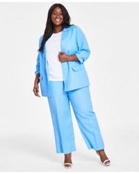Anne Klein - Plus Size Notch Lapel Ruched Sleeve Jacket Sequin Embellished Short Sleeve Top The Jillian High Rise Wide Leg Pants - Lyst