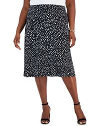 Kasper - Plus Size Dot-print Pull-on Midi Skirt - Lyst