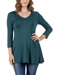 24seven Comfort Apparel - Three Quarter Sleeve V-neck Tunic Top - Lyst