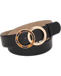 INC International Concepts Womens Skinny Caviar Stone Belt Black Gold Small