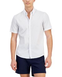 Michael Kors - Slim-fit Stretch Textured Geo-print Button-down Shirt - Lyst
