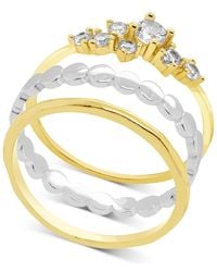 And Now This - Two-tone 3-pc. Set Cubic Zirconia & Textured Stack Rings - Lyst