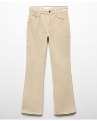 Mango - Flared Cropped Corduroy Jeans - Lyst