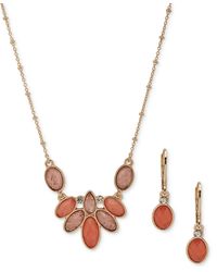 Anne Klein - Gold-tone Mixed Stone Statement Necklace & Drop Earrings Set - Lyst