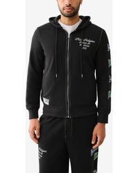 True Religion - Reverse Terry Zip Up Hoodie - Lyst