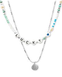 $39 Lucky Brand Two Tone charm Necklace With Slider L 138 