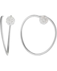 Giani Bernini Crystal (0.46 Ct.t.w) Pull Through Hoop Earrings - White