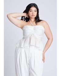 Eloquii - Plus Size Shirred Halter Peplum Top - Lyst