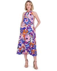 Eliza J - Printed Halter Midi Dress - Lyst