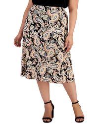 Kasper - Plus Size Paisley-print Pull-on Midi Skirt - Lyst