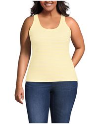 Lands' End - Plus Size Pointelle Rib Uneck Tank - Lyst
