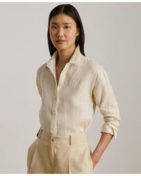 Ralph Lauren - Buttoned Placket Long-sleeve Linen Shirt - Lyst