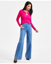 INC International Concepts - Wide-leg Rhinestone Denim Jeans - Lyst