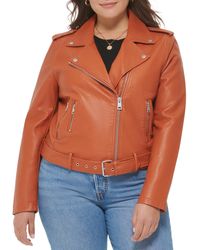 Levi's - Plus Size Faux Leather Belted Motorcycle Jacket - Lyst
