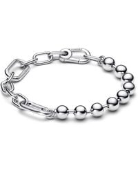 PANDORA - Sparkling Bead Link Chain Bracelet - Lyst