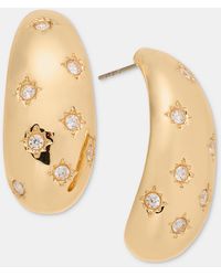 On 34th - Pave Star Puffy J-hoop Earrings - Lyst