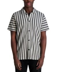 Karl Lagerfeld - Short Sleeve Textured Wavy Striped Button-front Shirt - Lyst