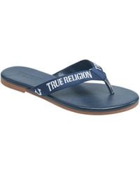 True Religion - 's Logo Flip Flop Sandals – Slim Strap Design With Branded - Lyst