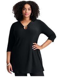 Avenue - Plus Size Ring Detail Tunic Top - Lyst