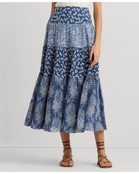 Ralph Lauren - Patchwork Floral Voile Tiered Skirt - Lyst