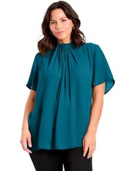 Avenue - Plus Size Twist Front Mockneck Flutter Sleeve Blouse - Lyst