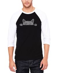 LA Pop Art - Peeking Cat Raglan Baseball Word Art T-shirt - Lyst