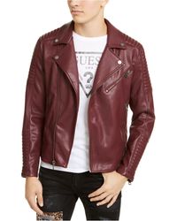 red leather jacket guess