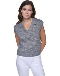 DKNY - Sleeveless V-neck Sequin Sweater - Lyst
