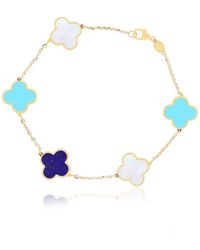 The Lovery - Large Blue Mixed Clover Bracelet 14k Gold - Lyst