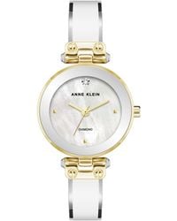 Anne Klein - Quartz Round Diamond Dial Alloy Metal And Enamel Bangle Watch 28mm - Lyst