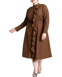Eloquii - Plus Size Cascade Midi Dress - Lyst