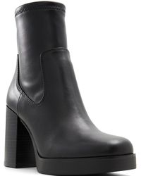 ALDO - Seraphica Block-heel Full-zip Leather Ankle Booties - Lyst