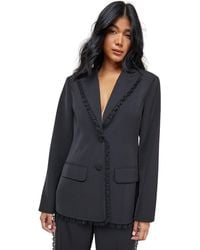Warehouse - Oversized Lace Frill Trim Blazer - Lyst
