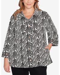 Ruby Rd. - Plus Size Zebra Collared Knit Swing Jacket - Lyst
