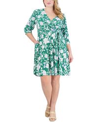 Jessica Howard - Plus Size Floral-print 3/4-sleeve Dress - Lyst