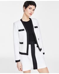 Karl Lagerfeld - Open Front Colorblock Tweed Blazer - Lyst
