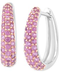 Effy - Effy Pink Sapphire Oval huggie Hoop Earrings (1-7/8 Ct. T.w. - Lyst