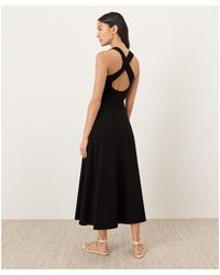 Pact Organic Cotton Fit & Flare Crossover Dress in Blue | Lyst