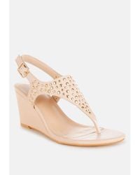 Rag & Co - Sappho Studded Thong Toe Wedges - Lyst