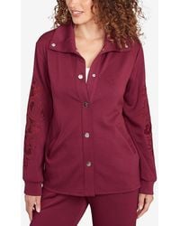 Ruby Rd. - Petite Embroidered Floral Cutout Snap Jacket - Lyst