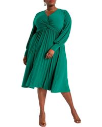 Eloquii - Plus Size Knot Front Pleated Skirt Dress - Lyst