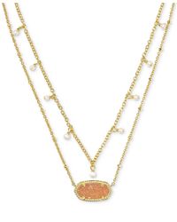 Kendra Scott - 14k Gold-plated Imitation Pearl & Stone 19" Adjustable Layered Pendant Necklace - Lyst